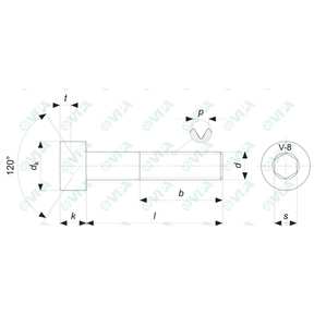 DIN 912, ISO 12474, UNI 5932 vis à tête cylindrique à six pans creux pas fin