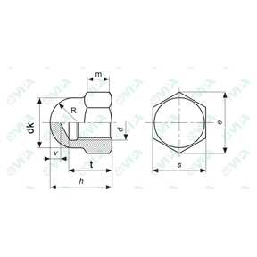 DIN 1587, UNI 5721 écrou hexagonal borgne à calotte