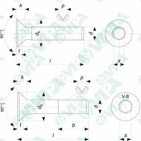 DIN 7991, ISO 10642, UNI 5933 Viti a testa svasata piana con cava esagonale