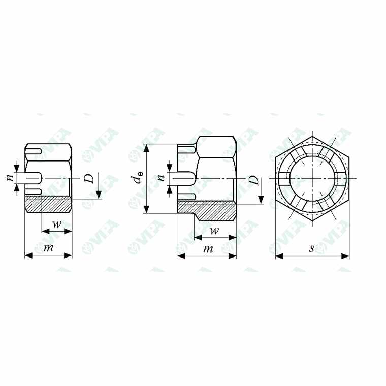 UNI 5593 ISO 7035 DIN 935 high hex slotted castle nuts