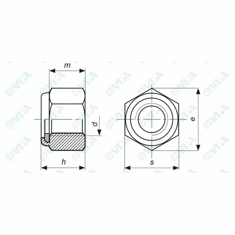 UNI 7473 ISO 7040 DIN 982 sechskantmuttern hohe form mit klemmteil ...